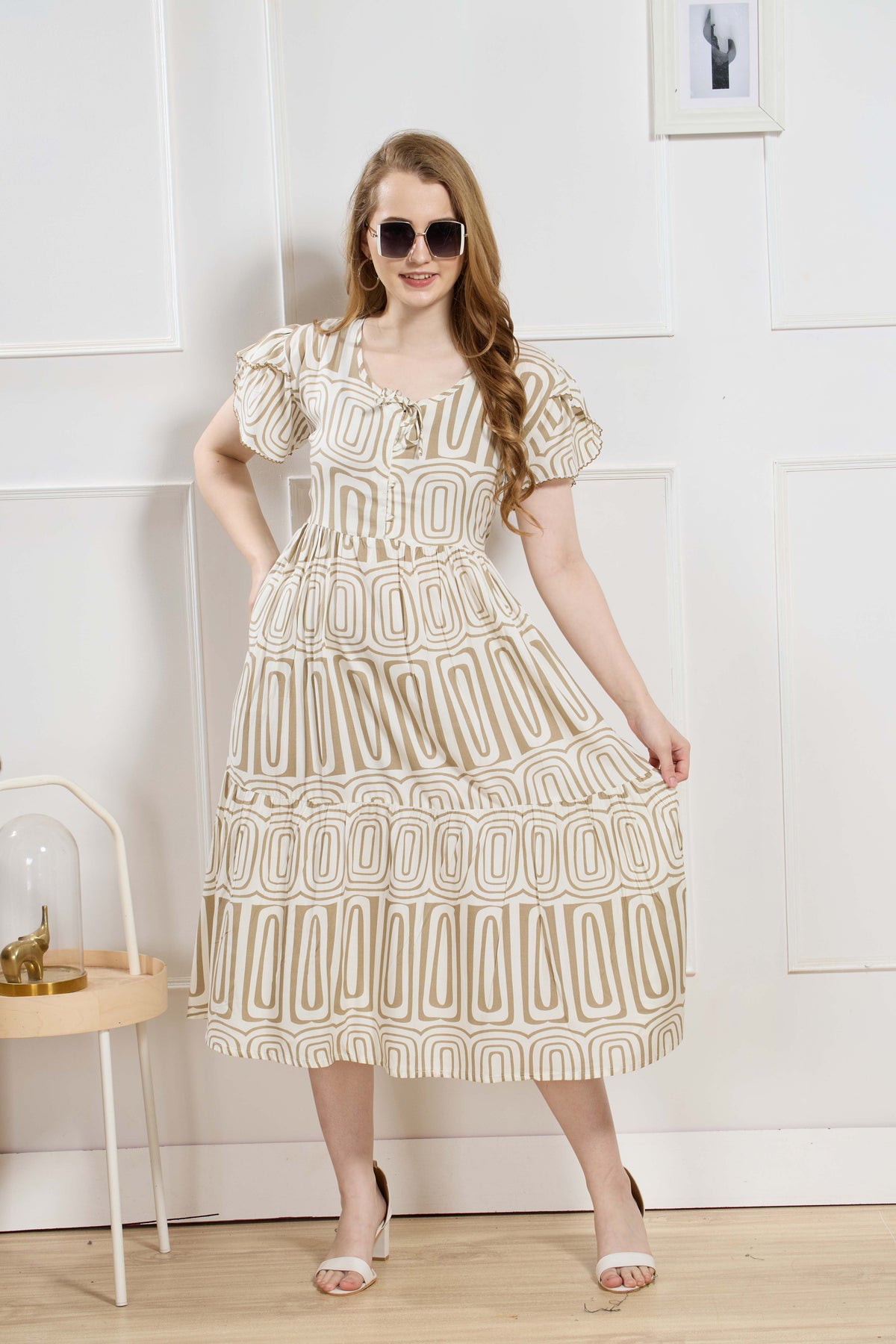 Rayon MAXI FROCK Model Nighties | Fancy Petal Sleeve | Fancy Neck & Side Pocket | Pleated Frock MAXI Style | Trendy Collection's for Stylish Women & Teenage Girl (FSF)