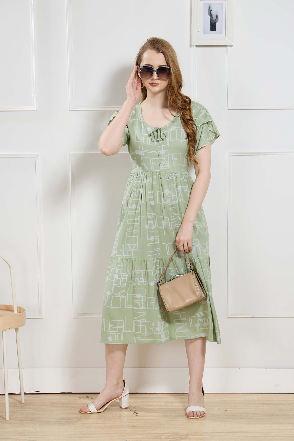 Rayon MAXI FROCK Model Nighties | Fancy Petal Sleeve | Fancy Neck & Side Pocket | Pleated Frock MAXI Style | Trendy Collection's for Stylish Women & Teenage Girl (FSF)