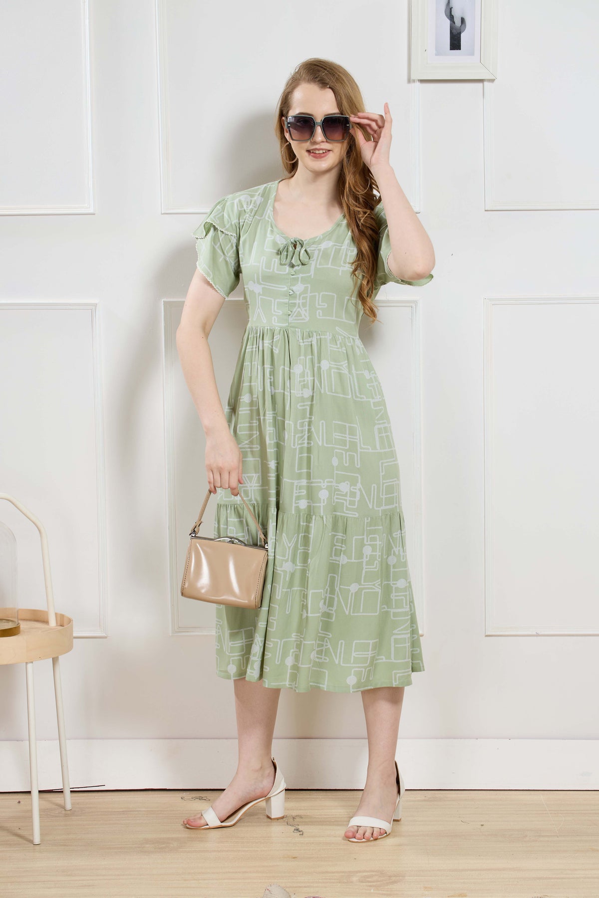Rayon MAXI FROCK Model Nighties | Fancy Petal Sleeve | Fancy Neck & Side Pocket | Pleated Frock MAXI Style | Trendy Collection's for Stylish Women & Teenage Girl (FSF)