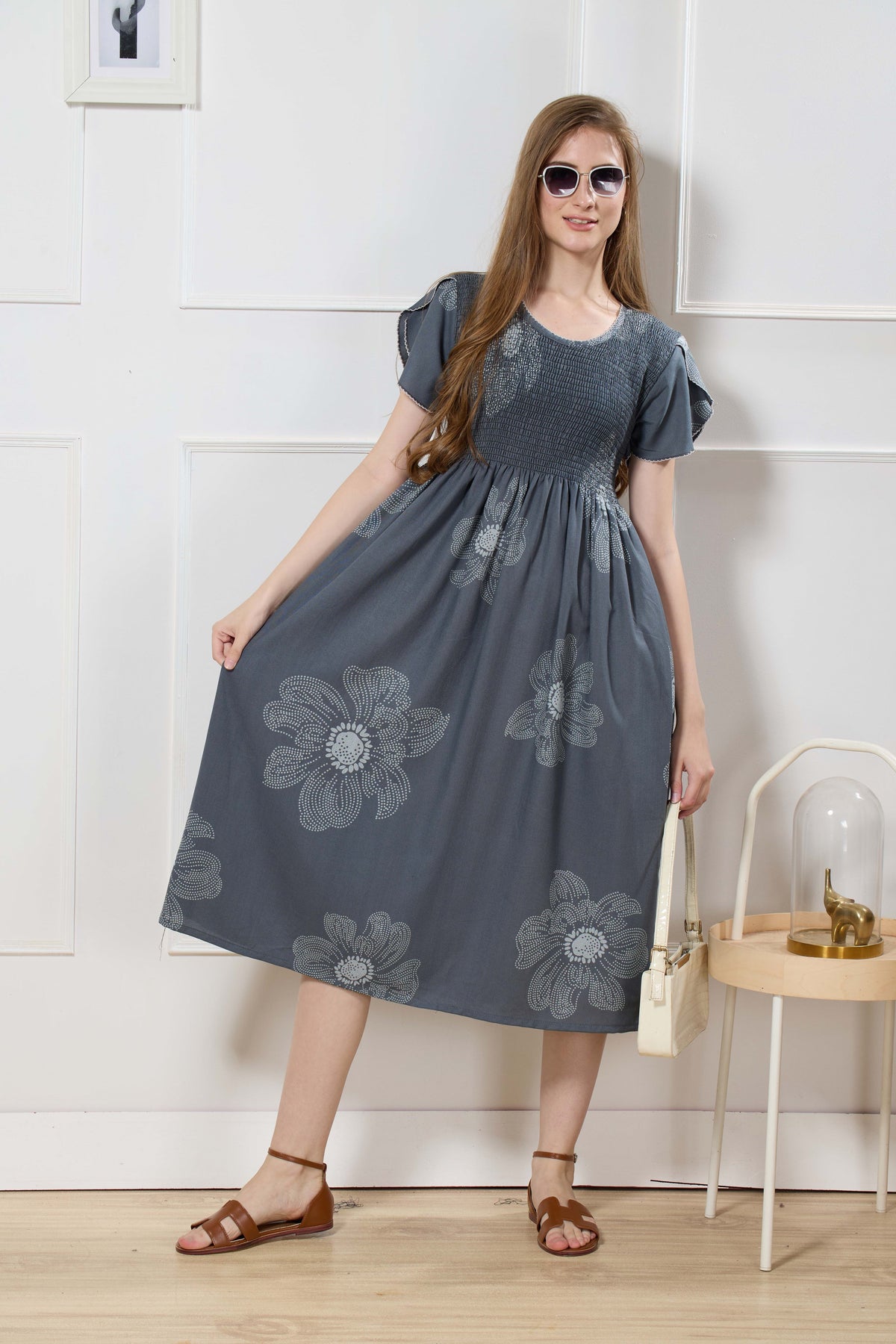 New Stylish Alpine Smocking Maxi Frock Model Nightgown for trendy Women's & Teenage Girl's (ASM)