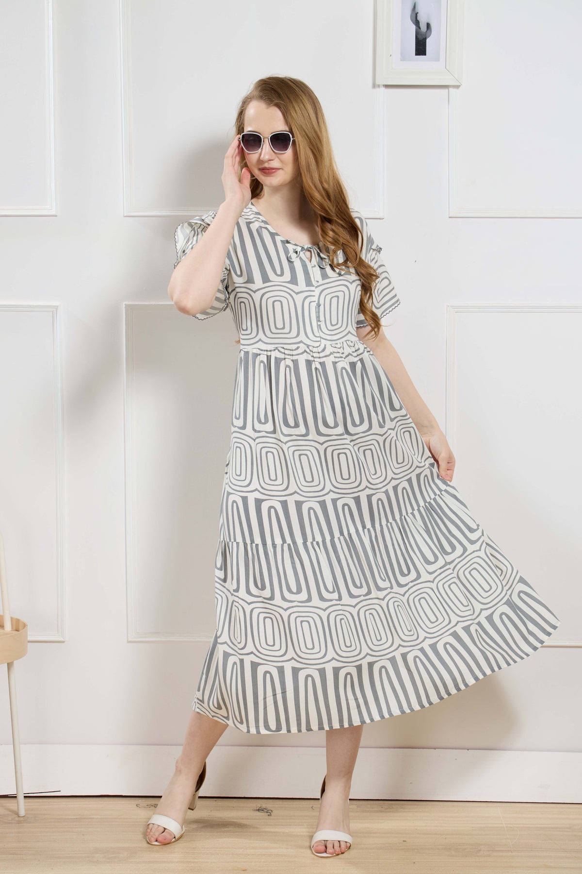 Rayon MAXI FROCK Model Nighties | Fancy Petal Sleeve | Fancy Neck & Side Pocket | Pleated Frock MAXI Style | Trendy Collection's for Stylish Women & Teenage Girl (FSF)