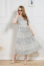 Rayon MAXI FROCK Model Nighties | Fancy Petal Sleeve | Fancy Neck & Side Pocket | Pleated Frock MAXI Style | Trendy Collection's for Stylish Women & Teenage Girl (FSF)