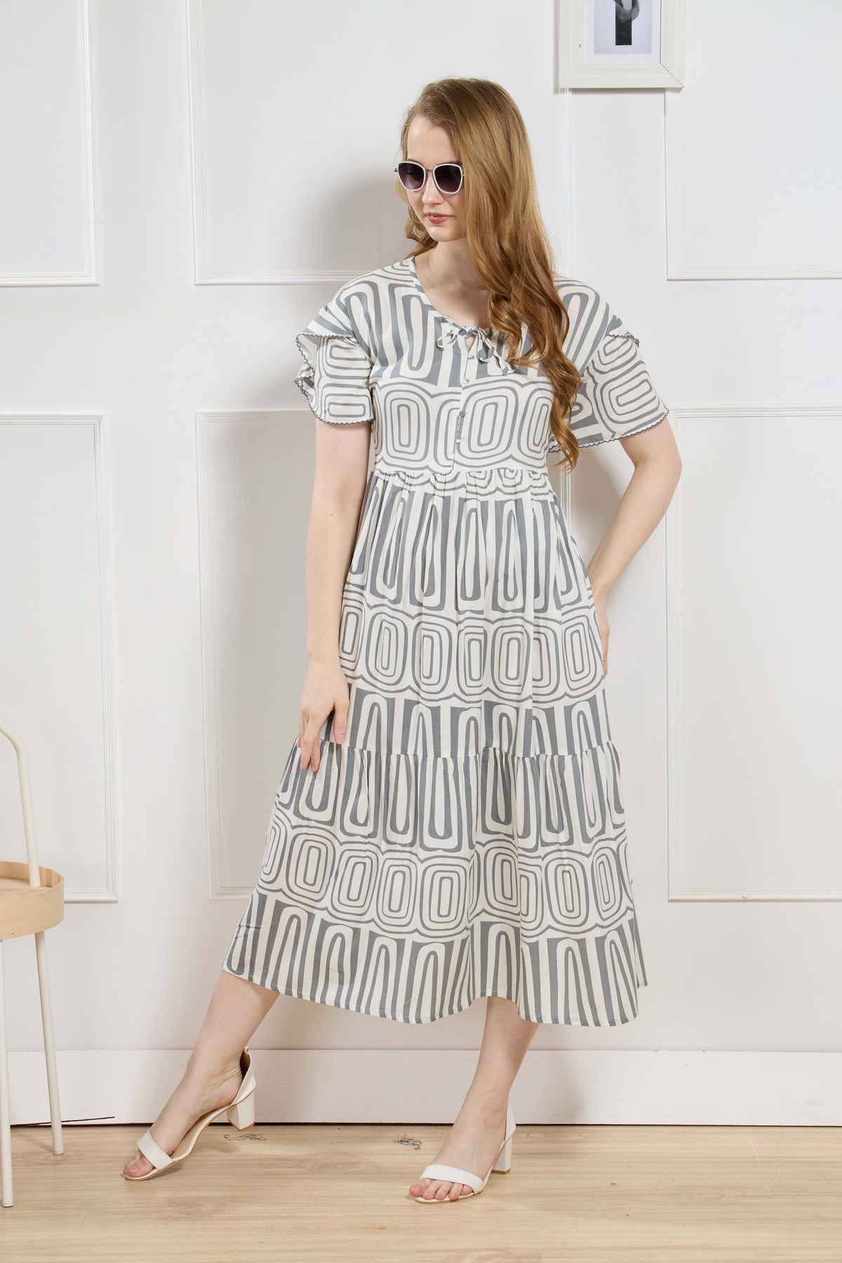 Rayon MAXI FROCK Model Nighties | Fancy Petal Sleeve | Fancy Neck & Side Pocket | Pleated Frock MAXI Style | Trendy Collection's for Stylish Women & Teenage Girl (FSF)