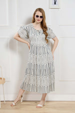 Rayon MAXI FROCK Model Nighties | Fancy Petal Sleeve | Fancy Neck & Side Pocket | Pleated Frock MAXI Style | Trendy Collection's for Stylish Women & Teenage Girl (FSF)
