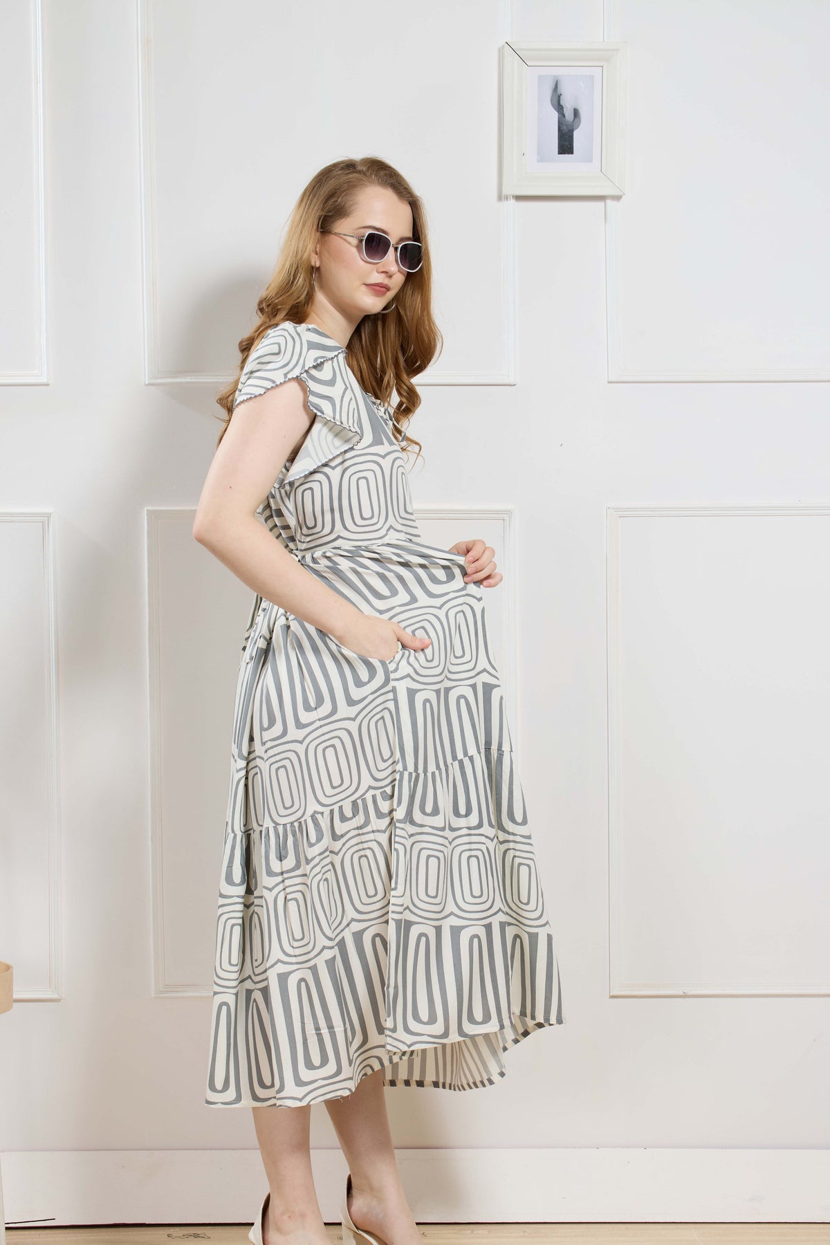 Rayon MAXI FROCK Model Nighties | Fancy Petal Sleeve | Fancy Neck & Side Pocket | Pleated Frock MAXI Style | Trendy Collection's for Stylish Women & Teenage Girl (FSF)