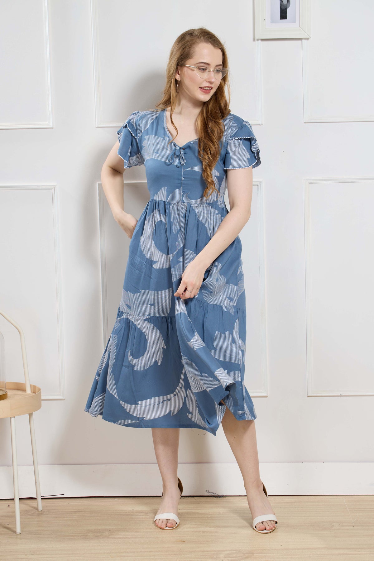 Rayon MAXI FROCK Model Nighties | Fancy Petal Sleeve | Fancy Neck & Side Pocket | Pleated Frock MAXI Style | Trendy Collection's for Stylish Women & Teenage Girl (FSF)
