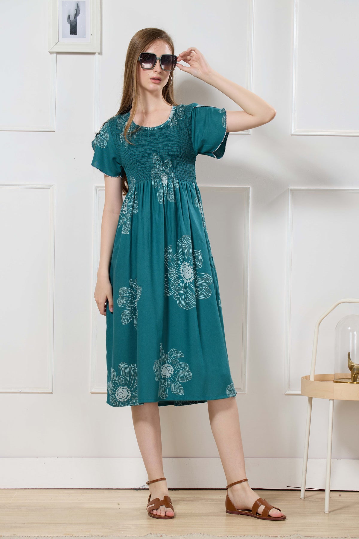 New Stylish Alpine Smocking Maxi Frock Model Nightgown for trendy Women's & Teenage Girl's (ASM)