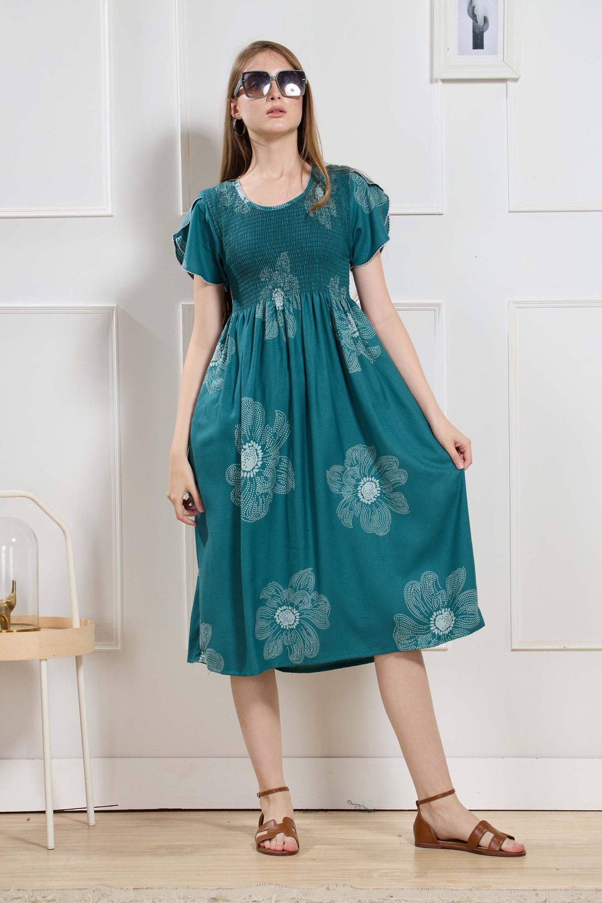 New Stylish Alpine Smocking Maxi Frock Model Nightgown for trendy Women's & Teenage Girl's (ASM)