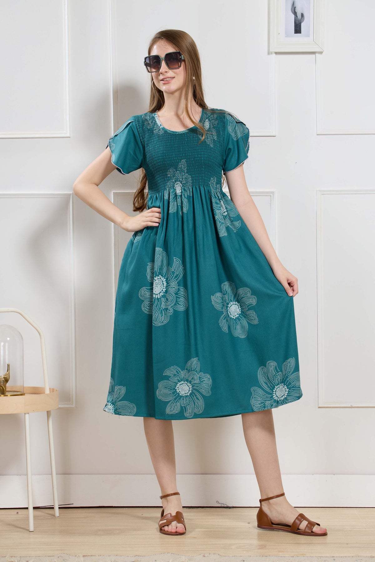 New Stylish Alpine Smocking Maxi Frock Model Nightgown for trendy Women's & Teenage Girl's (ASM)