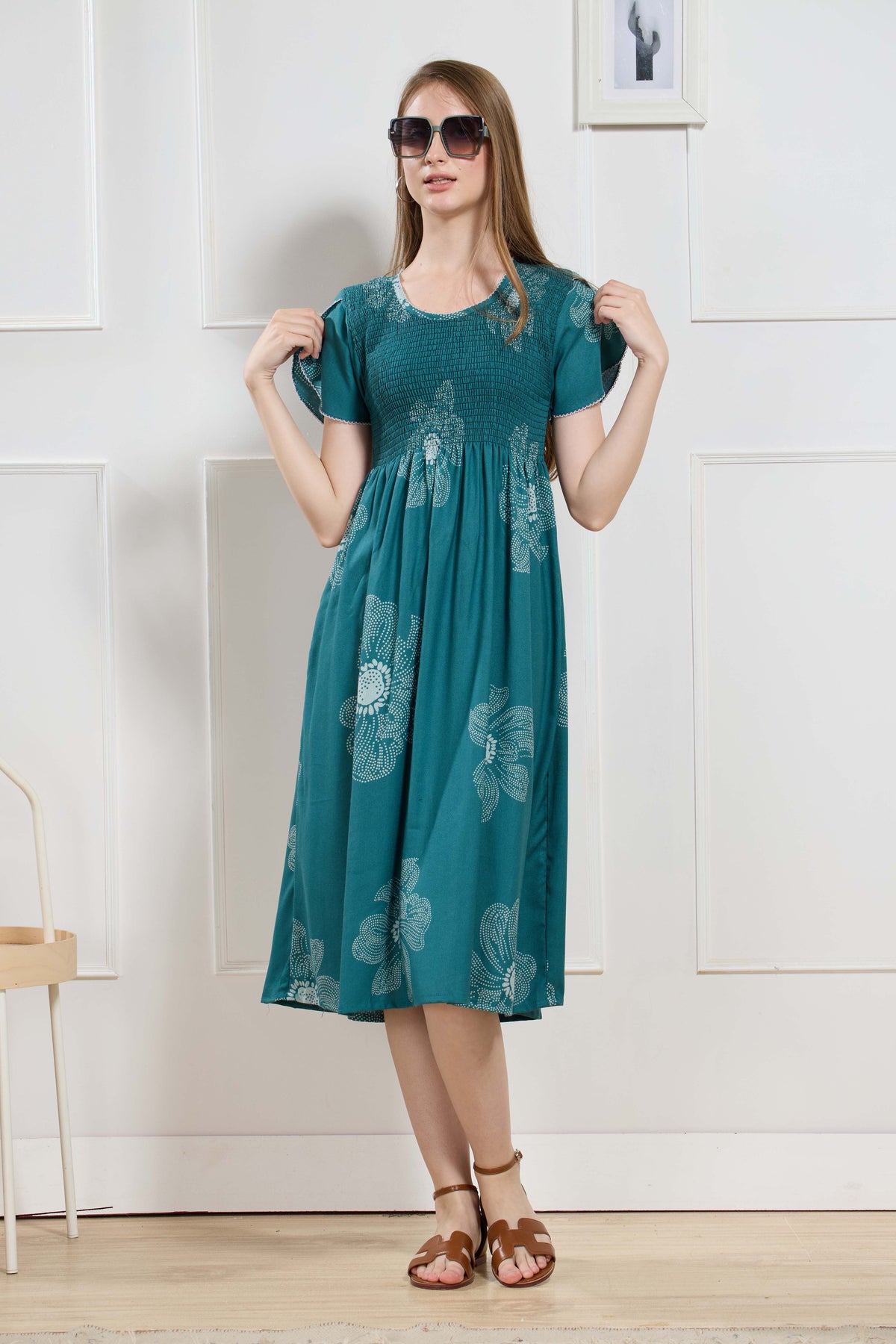 New Stylish Alpine Smocking Maxi Frock Model Nightgown for trendy Women's & Teenage Girl's (ASM)
