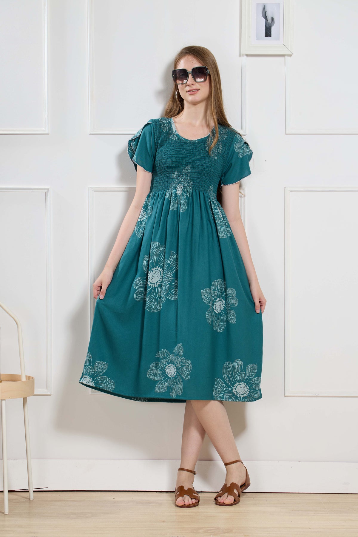 New Stylish Alpine Smocking Maxi Frock Model Nightgown for trendy Women's & Teenage Girl's (ASM)