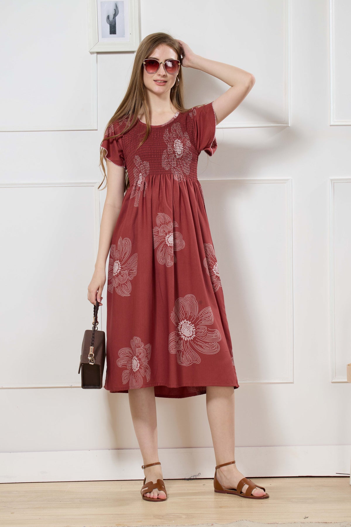 New Stylish Alpine Smocking Maxi Frock Model Nightgown for trendy Women's & Teenage Girl's (ASM)