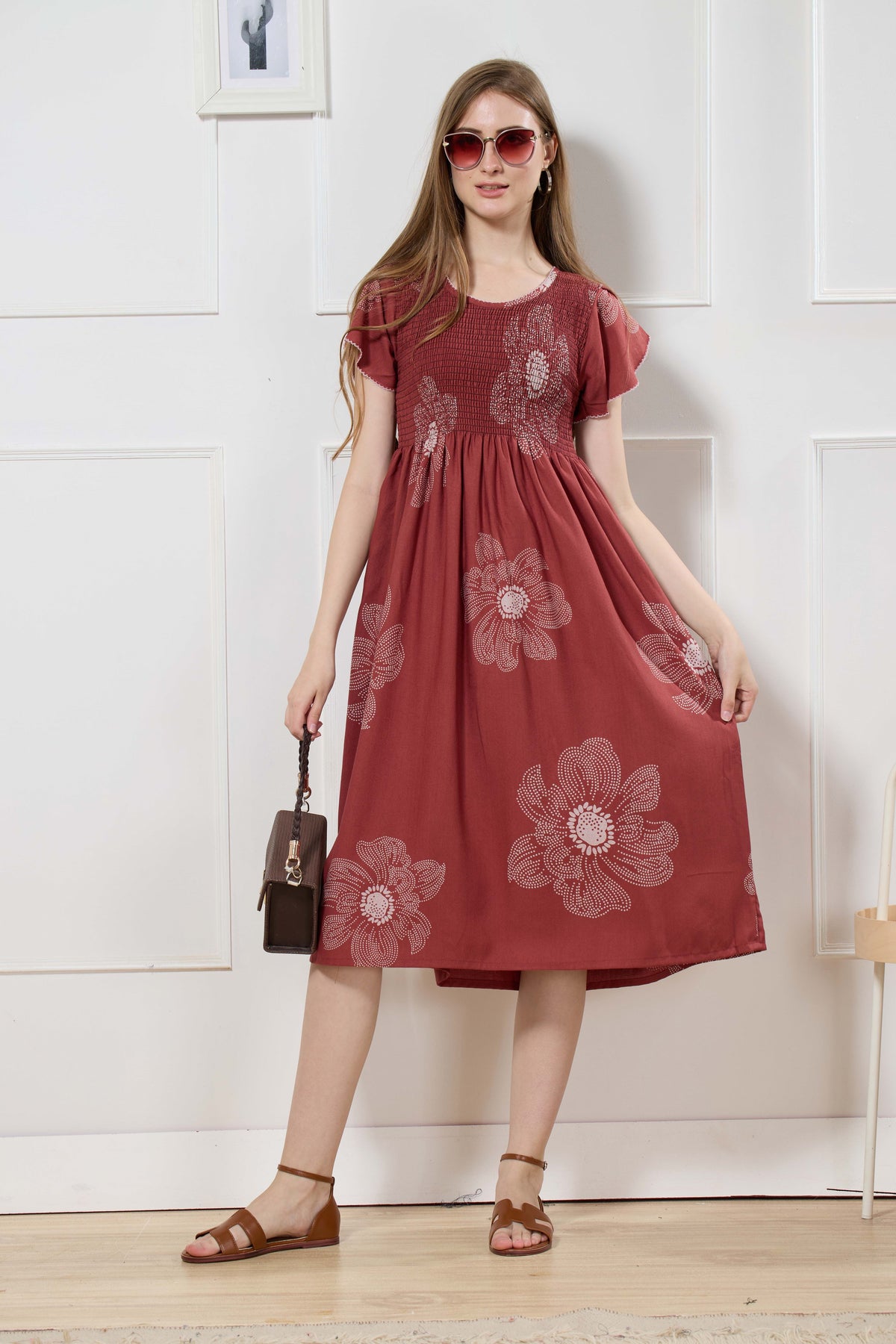 New Stylish Alpine Smocking Maxi Frock Model Nightgown for trendy Women's & Teenage Girl's (ASM)