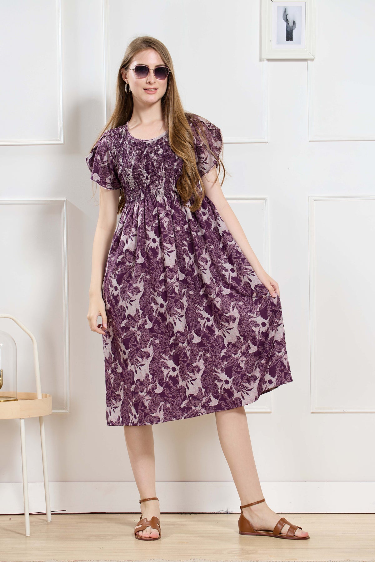 New Stylish Alpine Smocking Maxi Frock Model Nightgown for trendy Women's & Teenage Girl's (ASM)