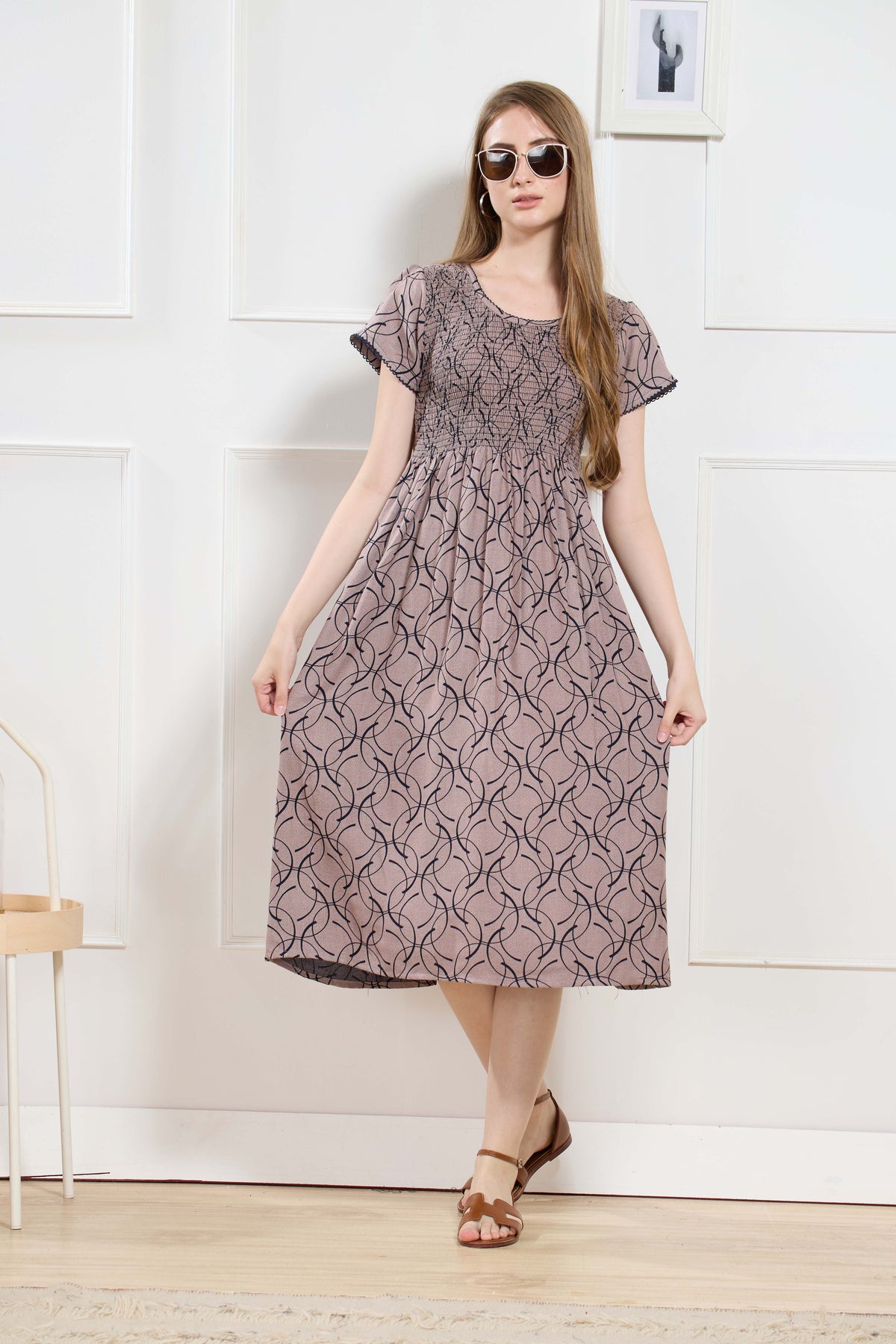 New Stylish Alpine Smocking Maxi Frock Model Nightgown for trendy Women's & Teenage Girl's (ASM)