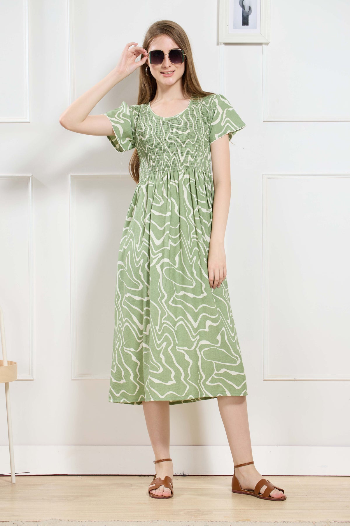 New Stylish Alpine Smocking Maxi Frock Model Nightgown for trendy Women's & Teenage Girl's (ASM)