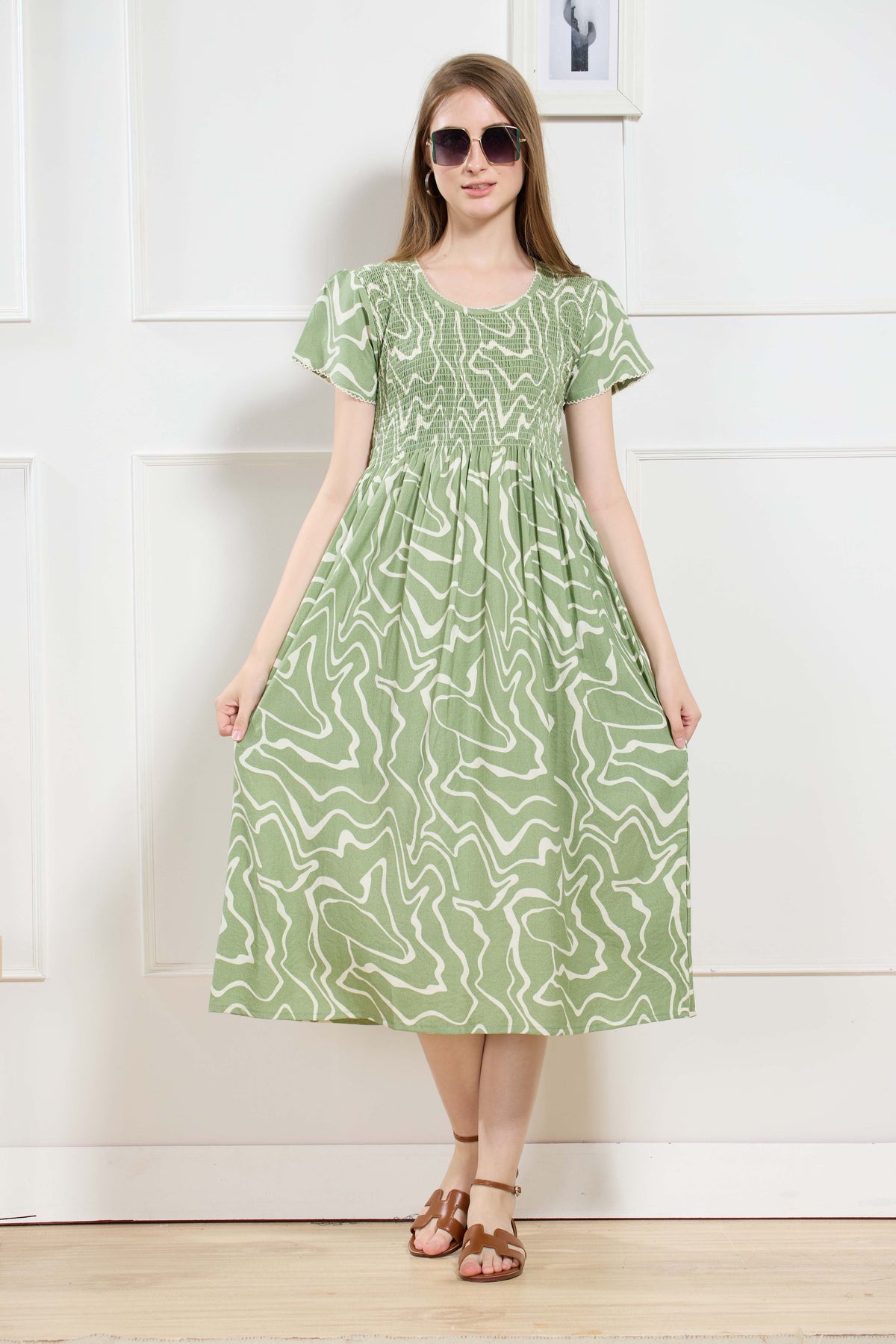 New Stylish Alpine Smocking Maxi Frock Model Nightgown for trendy Women's & Teenage Girl's (ASM)