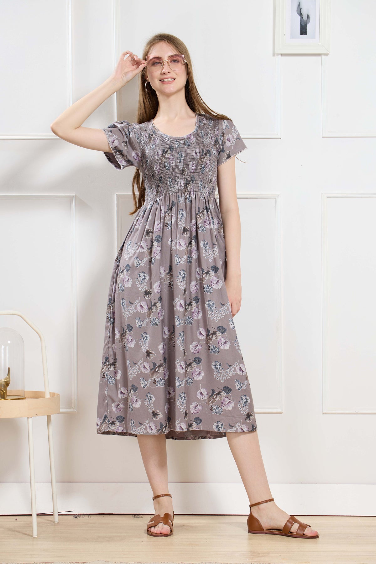 New Stylish Alpine Smocking Maxi Frock Model Nightgown for trendy Women's & Teenage Girl's (ASM)