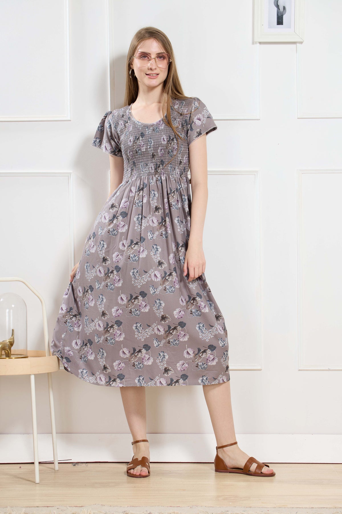 New Stylish Alpine Smocking Maxi Frock Model Nightgown for trendy Women's & Teenage Girl's (ASM)