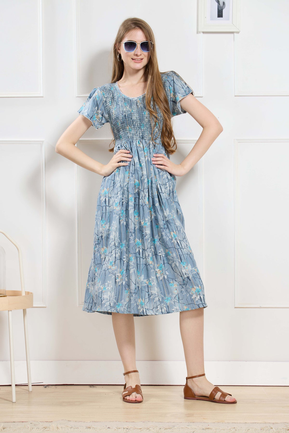 New Stylish Alpine Smocking Maxi Frock Model Nightgown for trendy Women's & Teenage Girl's (ASM)