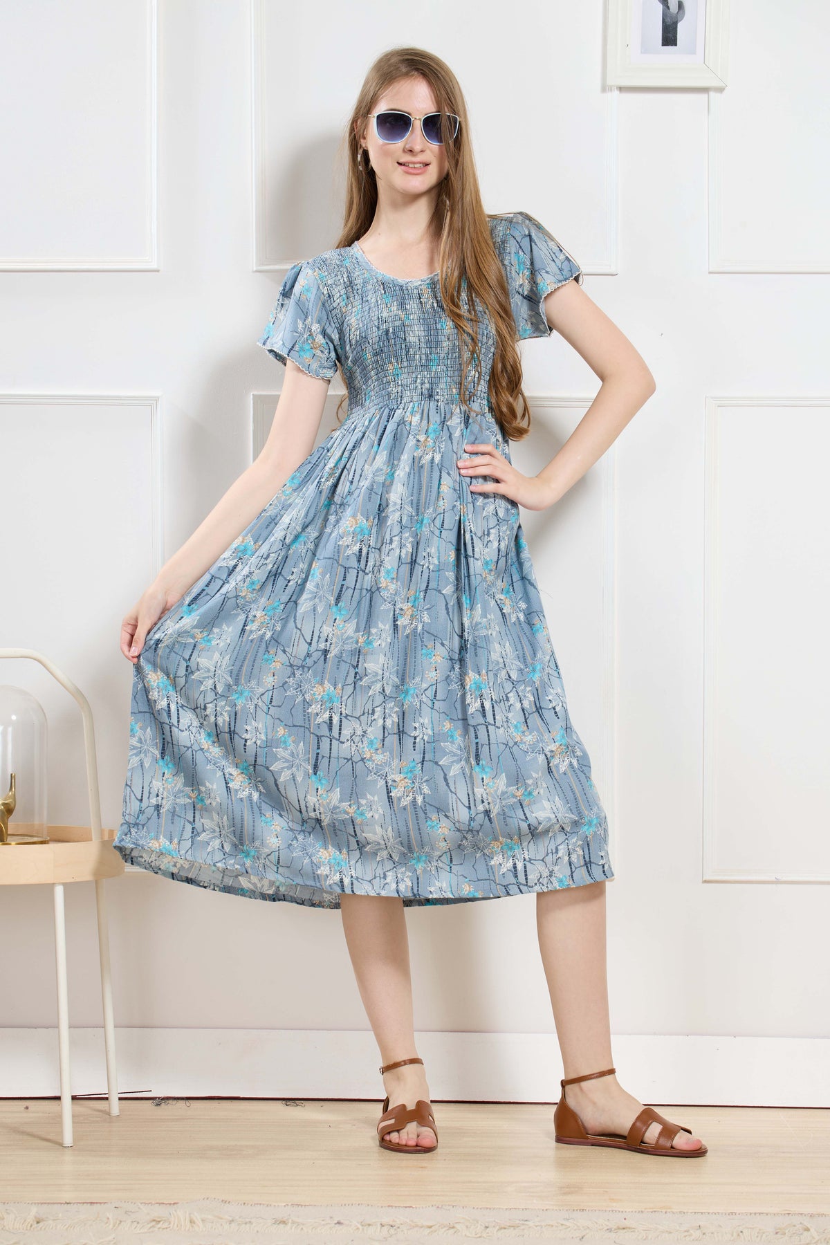 New Stylish Alpine Smocking Maxi Frock Model Nightgown for trendy Women's & Teenage Girl's (ASM)
