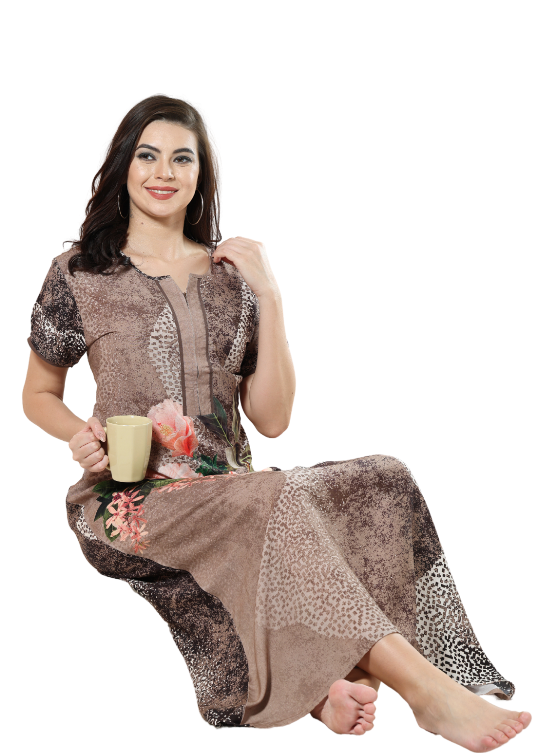 New MANGAI Rayon Digital Printed Stylish Nighties for Stylish Women's | Updated Collections | Superior Quality | All Over Printed |Trendy Nighties for Women's