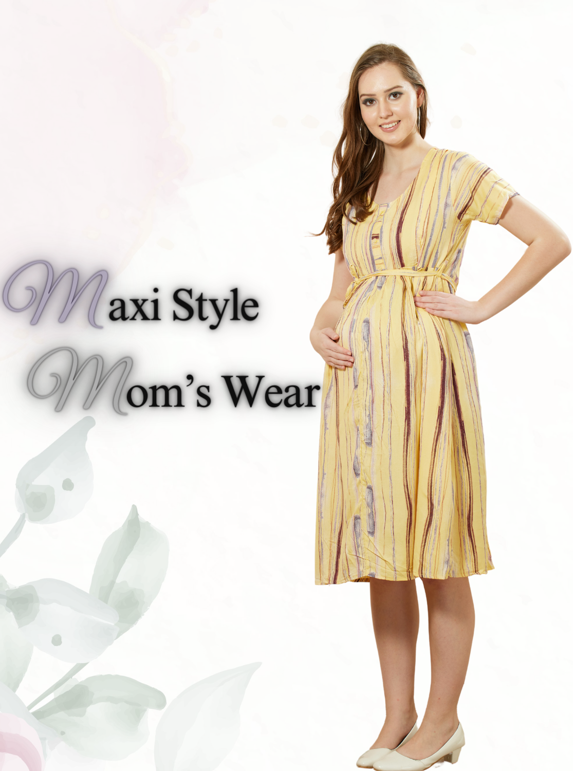 Fresh Arrivals ONLY MINE Premium 4-IN-ONE Floral Print Mom's Wear | Stylish Maxi Moms Wear | Invisible Feeding Zipper | Perfect Pregnancy Wear