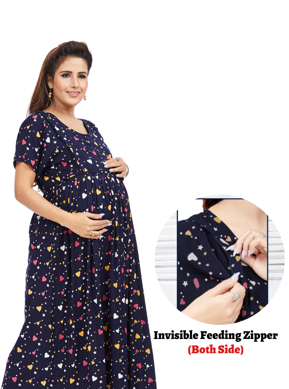 New ONLY MINE Premium MAXI Mom's Wear | Invisible Feeding Zipper | Adjustable Rope | Casual Wear | Pregnancy Wear