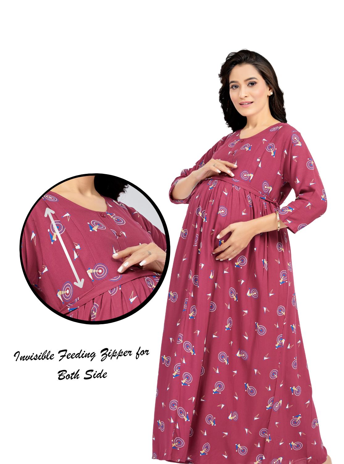New ONLY MINE 4-IN-ONE Mom's Wear - Soft & Smooth Rayon | Maternity | Feeding | Maxi | Long Frock | Casual Wear | Perfect Maternity Collection for Pregnancy Women's