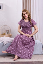 New Smocking Nighty | Stretchable Elastic Type | Beautiful Pleated Model | Side Pocket | Stylish Nighty for Stylish Women's (OM-RAH)