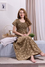 New Smocking Nighty | Stretchable Elastic Type | Beautiful Pleated Model | Side Pocket | Stylish Nighty for Stylish Women's (OM-RAH)