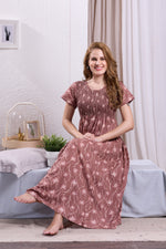 New Smocking Nighty | Stretchable Elastic Type | Beautiful Pleated Model | Side Pocket | Stylish Nighty for Stylish Women's (OM-RAH)