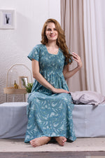 New Smocking Nighty | Stretchable Elastic Type | Beautiful Pleated Model | Side Pocket | Stylish Nighty for Stylish Women's (OM-RAH)