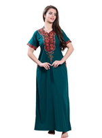 MANGAI Premium KARACHI Embroidery Nighties | Beautiful Embroidery Design's | Branded Quality | Half Sleeve | Regular Model | Stylish Nightdress for Women (KEM)