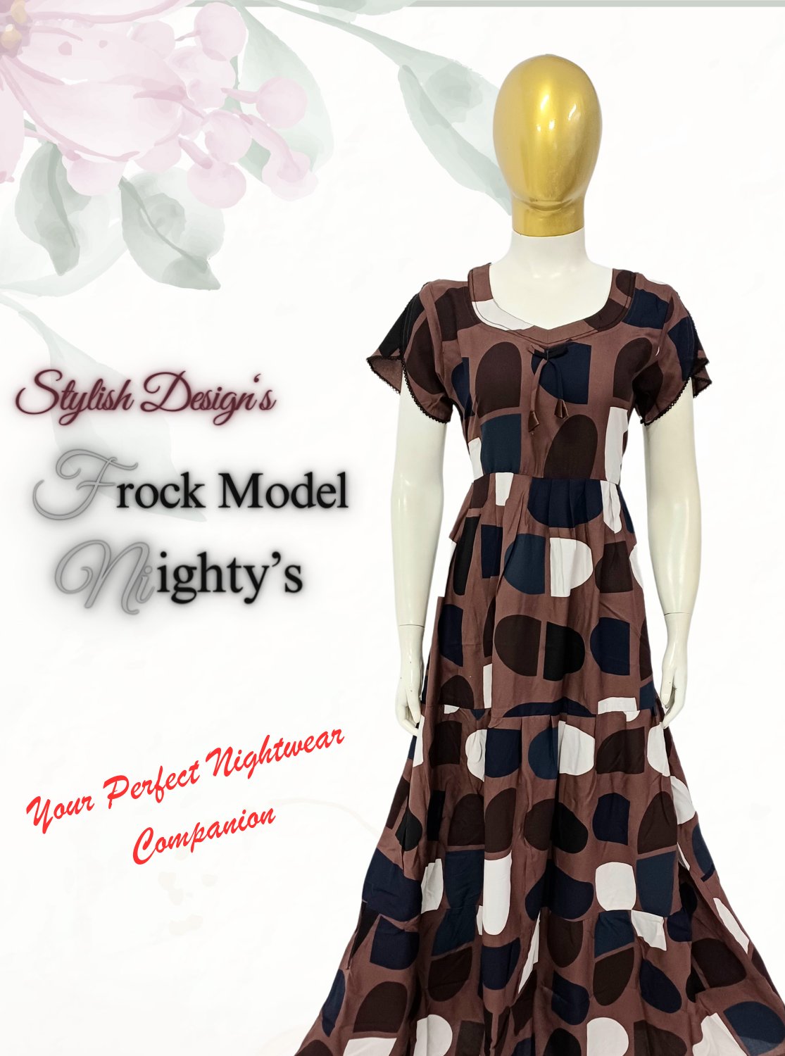 MANGAI Alpine FROCK Model Nighties | Beautiful Stylish Frock Style | Stylish Sleeves | Perfect Nightwear Trendy Women's