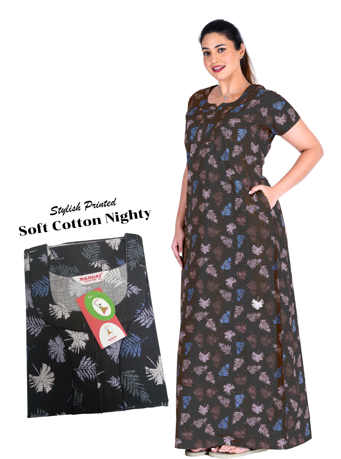 New MANGAI Premium Cotton Printed Nighties- All Over Printed Stylish Nightwear for Stylish Women | Updated Collection's