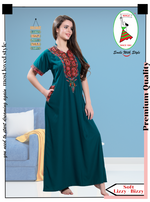 MANGAI Premium KARACHI Embroidery Nighties | Beautiful Embroidery Design's | Branded Quality | Half Sleeve | Regular Model | Stylish Nightdress for Women (KEM)