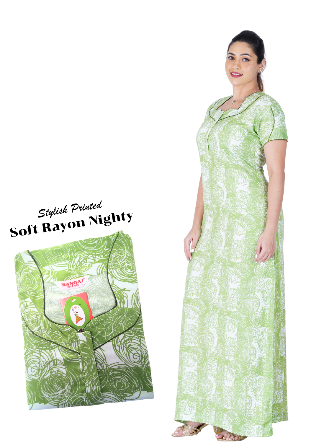 New MANGAI Premium Rayon Printed Nighties- All Over Printed Stylish Nightwear for Stylish Women | Updated Collection's