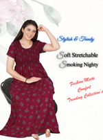 New Arrivals ONLY MINE Premium ALPINE Smokey Nighty | Beautiful Pleated Design | Side Pocket | Stylish Nighty for Trendy Women's | Your Perfect Nightwear Collection's (ALS)