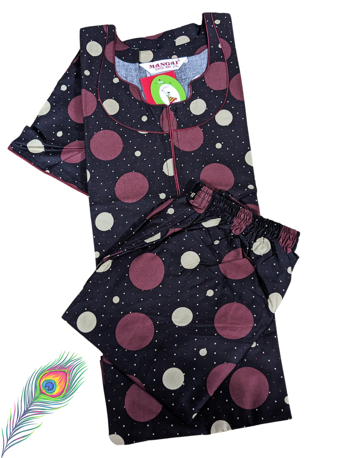 MANGAI Premium Cotton Printed Stylish Night Suits- Stylish Printed Top & Bottom Set for Trendy Women's