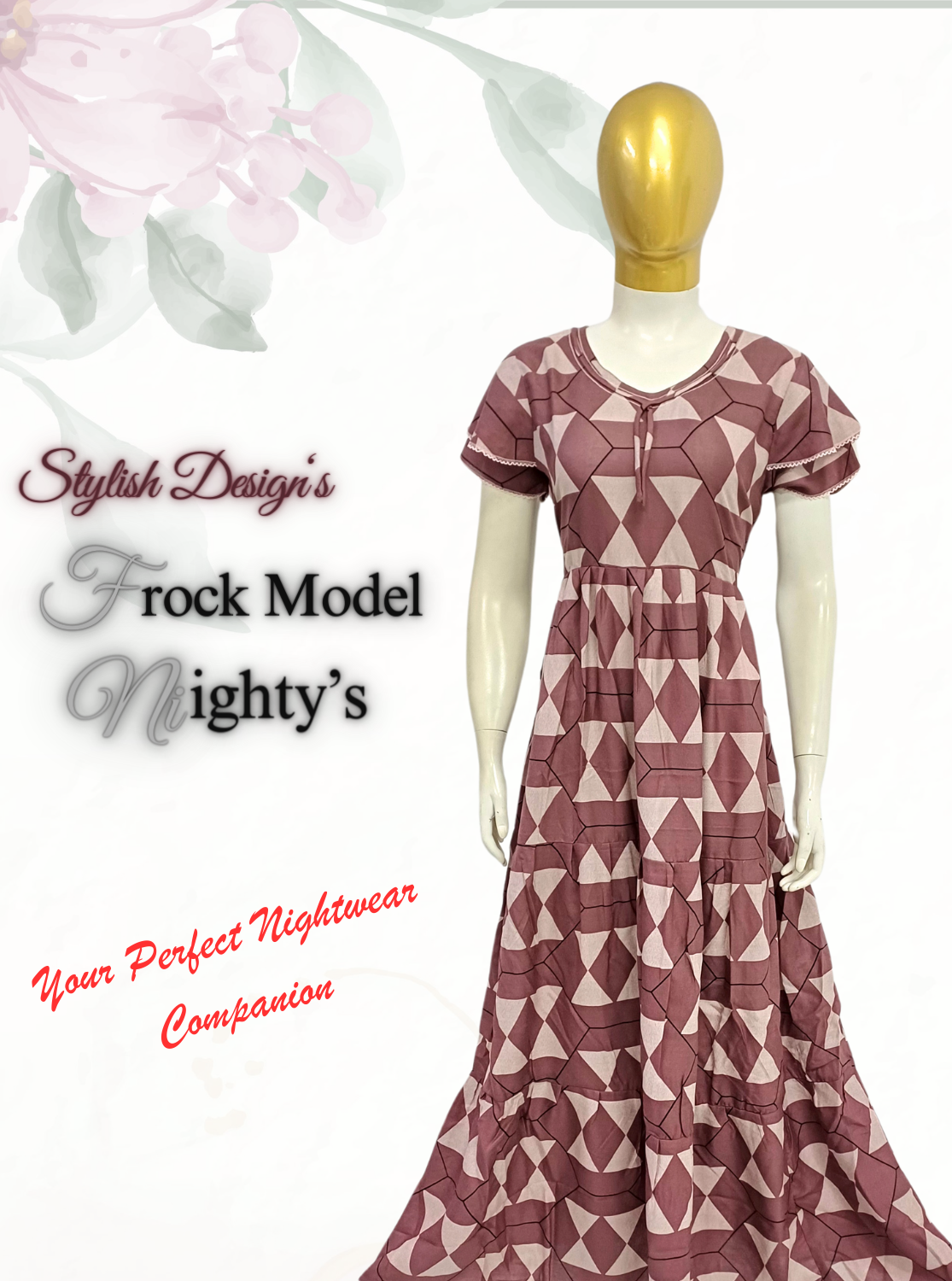 Fresh Arrivals MANGAI Alpine FROCK Model Nighties | Beautiful Stylish Frock Style | Stylish Sleeves | Perfect Nightwear Trendy Women's