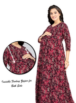 New ArrivalsONLY MINE Premium 4-IN-ONE Mom's Wear - Soft & Smooth Rayon | Maternity | Feeding | Long Frock | Casual Wear for Pregnancy Women's (4-IN-ONE-LFRK)