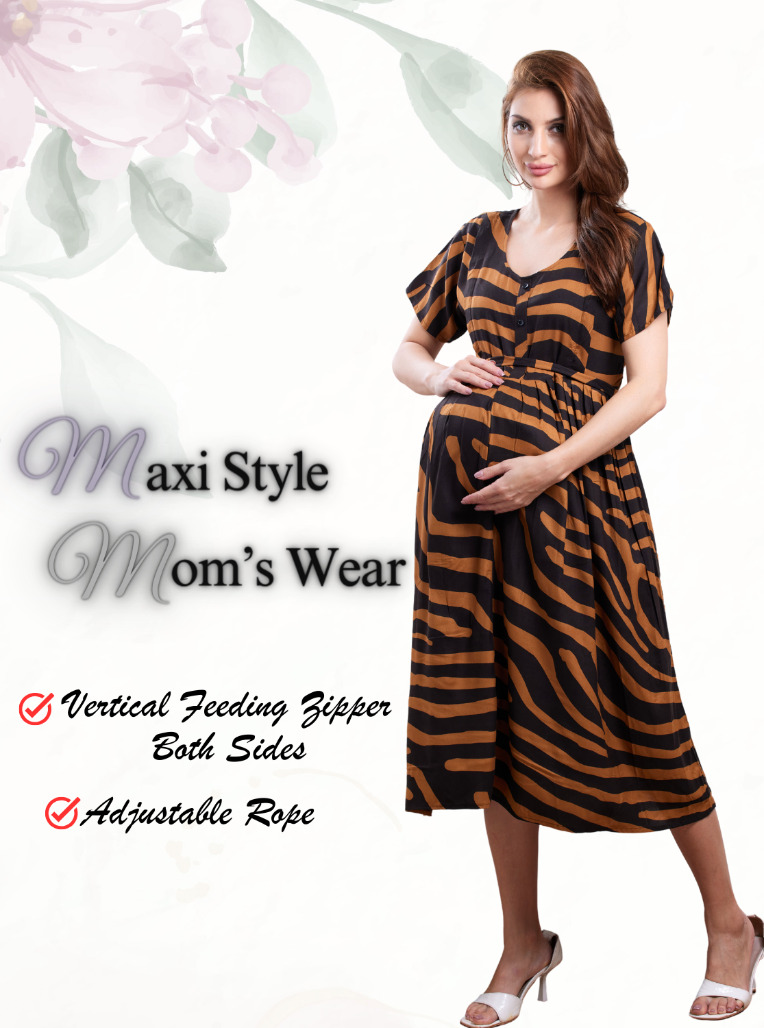 ONLY MINE Premium New MAXI Mom's Wear | Invisible Feeding Zipper | Adjustable Rope | Casual Wear | Pregnancy Wear