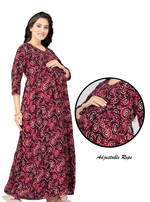 New ArrivalsONLY MINE Premium 4-IN-ONE Mom's Wear - Soft & Smooth Rayon | Maternity | Feeding | Long Frock | Casual Wear for Pregnancy Women's (4-IN-ONE-LFRK)