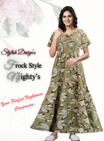 Fresh Arrivals MANGAI Alpine FULL FROCK Model Nighties | Beautiful Stylish Frock Style | Stylish Fancy Sleeves | Side Pocket | Perfect Nightwear Trendy Women's (FRK)