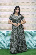 MANGAI New Alpine 3 Layer Frock for Women | Stylish Double Layer Sleeve Nighty with Fancy Neck | Back Tie Rope & Side Pocket | Flared Bottom Full Length Modern Nightwear (AFK)