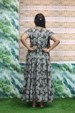 MANGAI New Alpine 3 Layer Frock for Women | Stylish Double Layer Sleeve Nighty with Fancy Neck | Back Tie Rope & Side Pocket | Flared Bottom Full Length Modern Nightwear (AFK)