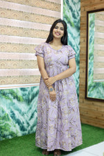 MANGAI New Alpine 3 Layer Frock for Women | Stylish Double Layer Sleeve Nighty with Fancy Neck | Back Tie Rope & Side Pocket | Flared Bottom Full Length Modern Nightwear (AFK)