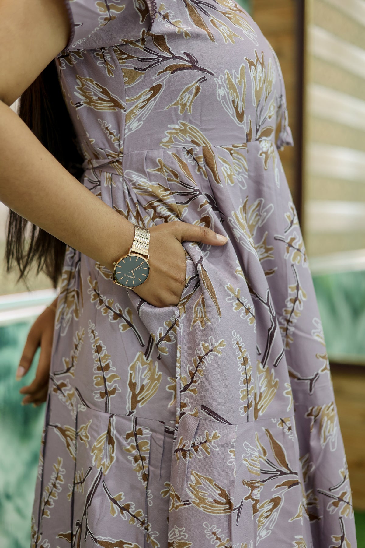 MANGAI New Alpine 3 Layer Frock for Women | Stylish Double Layer Sleeve Nighty with Fancy Neck | Back Tie Rope & Side Pocket | Flared Bottom Full Length Modern Nightwear (AFK)