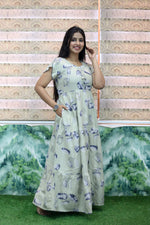 MANGAI New Alpine 3 Layer Frock for Women | Stylish Petal Sleeve Nighty with Fancy Neck | Back Tie Rope & Side Pocket | Flared Bottom Full Length Cozy Modern Nightwear (AFK)